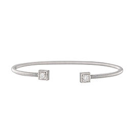 18K White Gold with 0.18ctw Diamond Station Cuff Bracelet