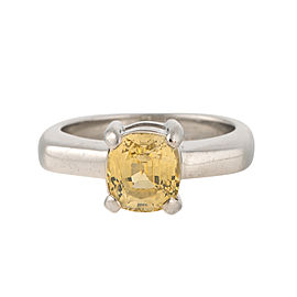 14K White Gold Yellow Sapphire Ring Size 6.75