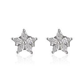 14K White Gold 0.35ctw. Marquise Diamond Flower Stud Earrings