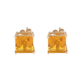 14K Yellow Gold Citrine Quartz Stud Earrings