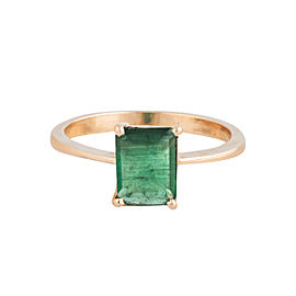 14k Rose Gold Emerald Solitaire Ring Size 7