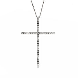 14K White Gold 0.55ctw. Diamond Cross Pendant Necklace