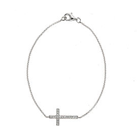 14K White Gold 0.18ctw. Diamond Cross Bracelet