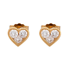 14K Yellow Gold 0.18ctw. Diamond Heart Stud Earrings