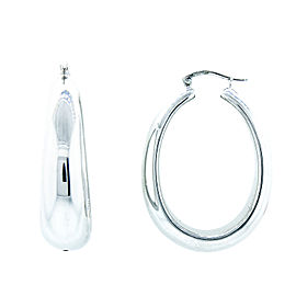 Sterling Silver Wide Oblong Shaped Earrings