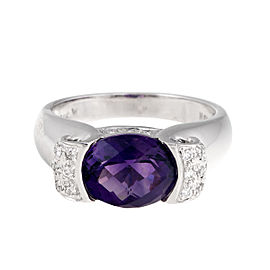 14K White Gold Diamond and Amethyst Ring Size 7