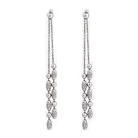 14K White Gold Multistrand Textured Drop Earrings