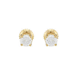 14K Yellow Gold Diamond Solitaire Stud Earrings