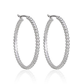 Van Cleef & Arpels 18K White Gold Perlee Hoop Earrings