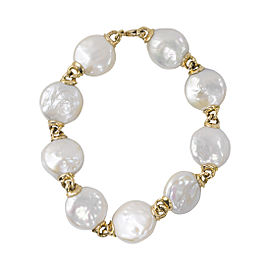 Yvel 18k Yellow Gold 'Coin' Pearl Bracelet