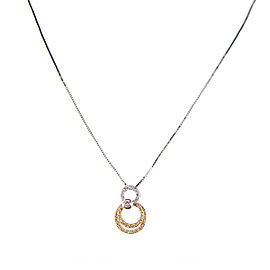 18K Tri-Tone Gold & Diamonds Circle Pendant Necklace