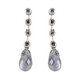 18K White Gold Briolette Aquamarine & Diamond Earrings