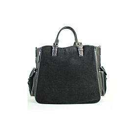 Lambertson Truex Expandable 2way Satchel 60misa13117 Black Suede Leather Tote