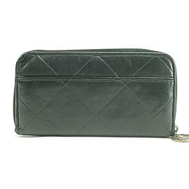 Lanvin Quilted Long Zippy Wallet Black Leather Zip Around Clutch