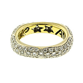 18k Yellow Gold Pave Diamonds Square Ring