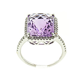 14k White Gold Diamond and Amethyst Ring