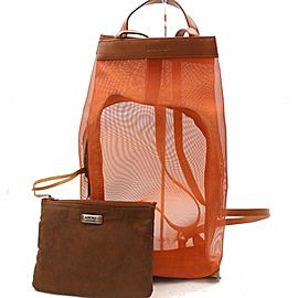 Loewe Mesh Backpack with Pouch 868549 Orange Nylon Tote