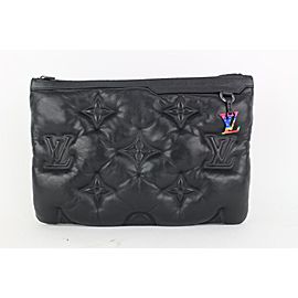 Louis Vuitton Virgil Abloh Black Quilted Leather Puffer A4 Pochette Pouch 1lv917