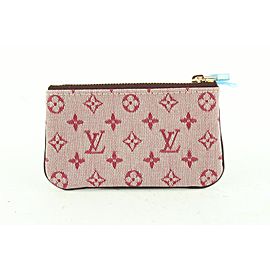 Louis Vuitton Burgundy Monogram Mini Lin Pochette Cles Key Pouch Keychain 624lvs616