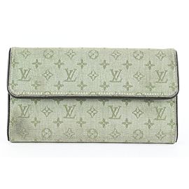 Louis Vuitton Khaki Monogram Mini Lin Porte Tresor Sarah Long Wallet 793lvs46