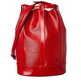 Louis Vuitton Red Epi Leather Randonnee GM Drawstring Sling Hobo Bag 921lv74