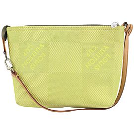 Louis Vuitton Ultra Rare LV Cup Lime Green Damier Geant Pochette Wristlet 7lvs113