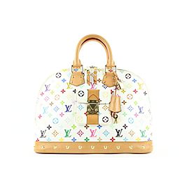 Louis Vuitton Rare White Monogram Multicolor Alma GM Bag 711lvs323