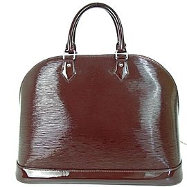 Louis Vuitton Alma Gm Prune Electric Epi Bowler 872673 Burgundy-purple Patent Leather Satchel