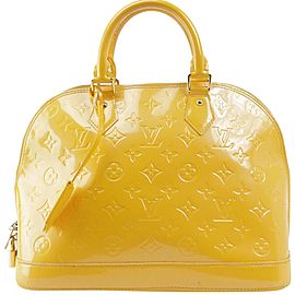 Louis Vuitton Alma Jaune Passion Pm 11lk1205 Yellow Monogram Vernis Leather Satchel