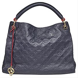 Louis Vuitton Navy Blue Marine x Red Leather Monogram Empreinte Artsy MM Hobo 97lv3