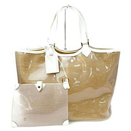 Louis Vuitton Bay Lagoon Clear Translucent Baia with Pouch 872928 White Epi Plage Tote