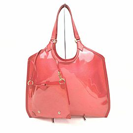 Louis Vuitton Clear Translucent Lagoon Bay Red Epi Plage Tote with Pouch 861015