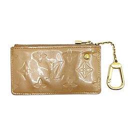 Louis Vuitton Beige Noisette Monogram Vernis Key Pouch Pochette cles 863489