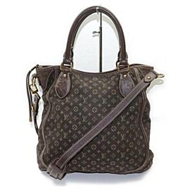 Louis Vuitton Besace Hobo Angele Ebene 2way 872874 Brown Monogram Mini Lin Shoulder Bag