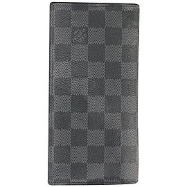 Louis Vuitton Damier Graphite Brazza Wallet Long Flap Black Grey 312lvs517