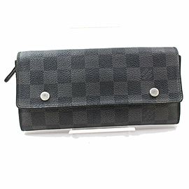 Louis Vuitton Damier Graphite Long Snap Bifold Flap Wallet 871169