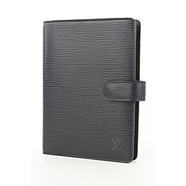 Louis Vuitton Black Epi Leather Noir Medium Ring Agenda MM Diary Cover 291lvs513