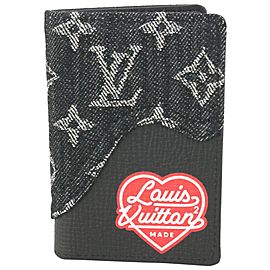 Louis Vuitton Nigo LV Made Black Monogram Denim Pocket Organizer Card Wallet 1118l17