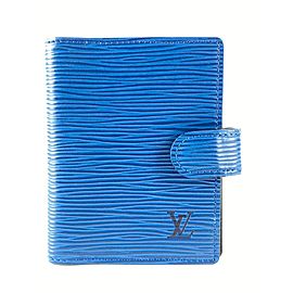 Louis Vuitton Blue Epi Leather Toledo Mini Agenda Small Cover Card Case 13lv51