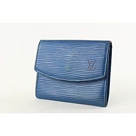 Louis Vuitton Blue Epi Leather Coin Pouch Change Purse Wallet 505lvs68