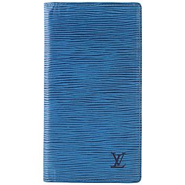 Louis Vuitton Blue Epi Leather Toledo Long Bifold Flap Wallet 137lvs429