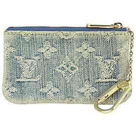 Louis Vuitton Rare Blue Monogram Denim Key Pouch Pochette Cles 823lv25