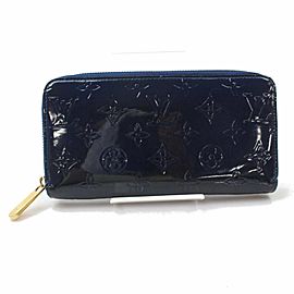 Louis Vuitton Blue Zippy Infini Monogram Vernis Zip Around Long 871174 Wallet