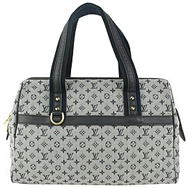 Louis Vuitton Grey x Navy Monogram Mini Lin Josephine GM Speedy Boston Bag 104lv47