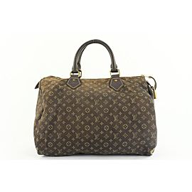 Louis Vuitton Ebene Brown Monogram Mini Lin Speedy 30 Boston Bag 172lvs53