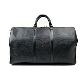 Louis Vuitton Black Epi Leather Noir Keepall 50 Boston Duffle 862505