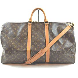 Louis Vuitton Monogram Keepall Bandouliere 55 Duffle Bag with Strap