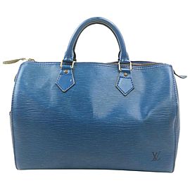 Louis Vuitton Blue Epi Leather Toledo Speedy 25 Boston Bag 863086