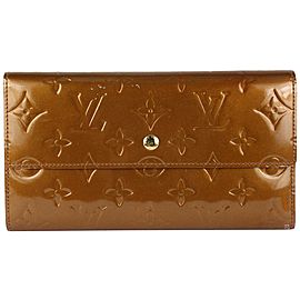 Louis Vuitton Bronze Copper Monogram Vernis Sarah Wallet Trifold 97lv24