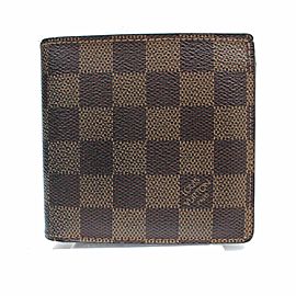 Louis Vuitton Brown Damier Ebene Portefeuille Marco Men's Bifold 871384 Wallet